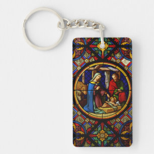 Heilige Familie "Glas-in-lood"  Sleutelhanger