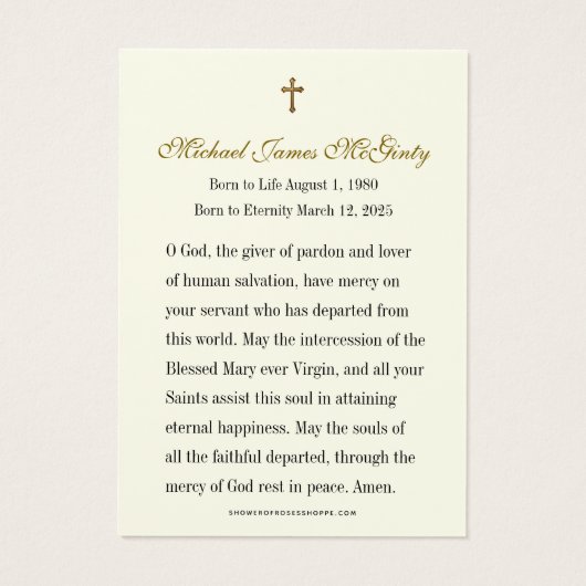 Heilige Familie Harten Begrafenis Foto Visitekaartje (Achterkant)