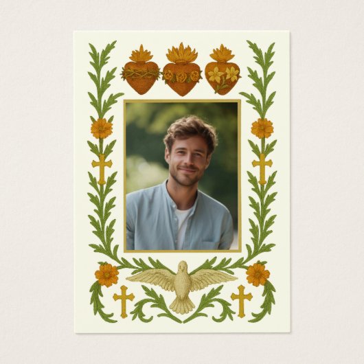 Heilige Familie Harten Begrafenis Foto Visitekaartje (Voorkant)