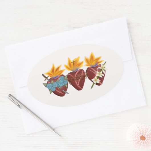 Heilige Familie Harten Sticker - 4 stuks (Envelop)