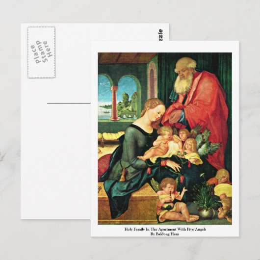 Heilige Familie in het appartement met vijf Angels Briefkaart (Voorkant / Achterkant)