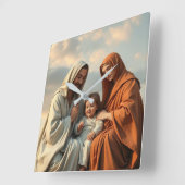 Heilige Familie, Jezus, Maria en Joseph Clock Vierkante Klok (Hoek)