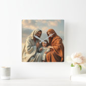 Heilige Familie, Jezus, Maria en Joseph Clock Vierkante Klok (Huis)