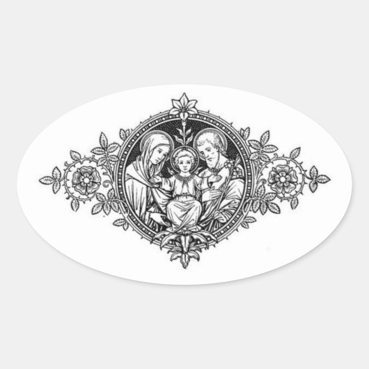 Heilige Familie Jezus Maria St. Joseph Ovale Sticker (Voorkant)