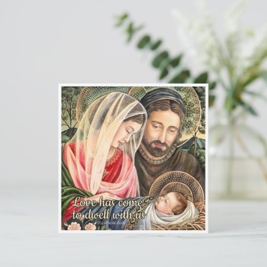 Heilige Familie Katholieke Kerst Kaart (Staand voorkant)