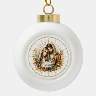 Heilige Familie Kerstmis Immanuel God Met Ons Keramische Bal Ornament