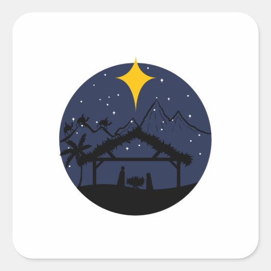 Heilige Familie Kerstmis Vierkante Sticker (Voorkant)