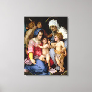 Heilige Familie met Angels, c.1515-16 (olie op het Canvas Afdruk