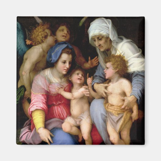 Heilige Familie met Angels, c.1515-16 (olie op het Magneet (Voorkant)