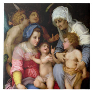 Heilige Familie met Angels, c.1515-16 (olie op het Tegeltje