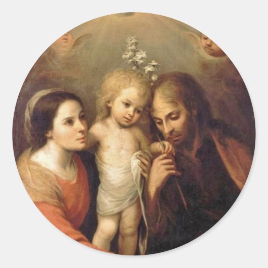 Heilige Familie met Cherubs van Gutierrez Ronde Sticker (Voorkant)