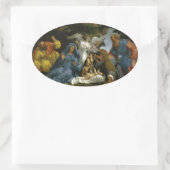 Heilige Familie met heiligen en Angels Ovale Sticker (Tas)