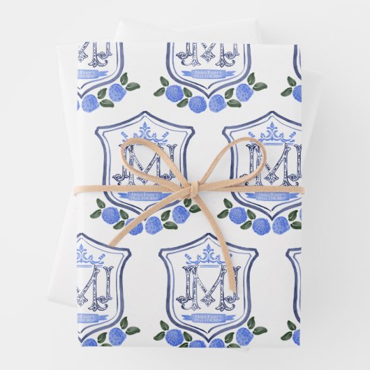 Heilige Familie Monogram Wrapping Papier Inpakpapier Vel (In situ)