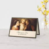 Heilige Familie Vaders Dag Katholieke Religieuze K Kaart (Gele Bloem)