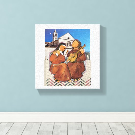 Heilige Franciscus en Heilige Clare van Assisi Canvas Afdruk (Insitu (Houten vloer))