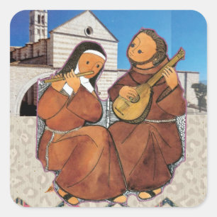 Heilige Franciscus en Heilige Clare van Assisi Vierkante Sticker