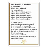 Heilige Franciscus van Assisi gebedskaart Kaart (Achterkant)