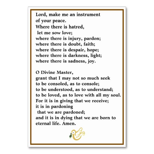 Heilige Franciscus van Assisi gebedskaart Kaart (Achterkant)