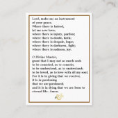 Heilige Franciscus van Assisi gebedskaart Visitekaartje (Achterkant)