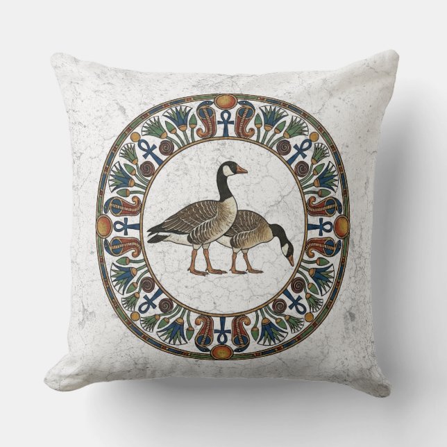 Heilige Gans van Geb: De Grote Kakelaar Egyptisch Kussen (Voorkant)