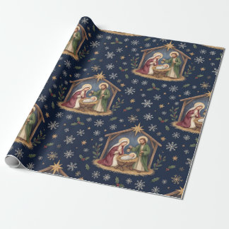 Heilige Geboorte Navy Blauwe Ster van Bethlehem Cadeaupapier