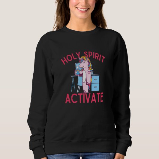 Heilige Geest Activate Office Worker Fun Unicorn C Trui (Voorkant)