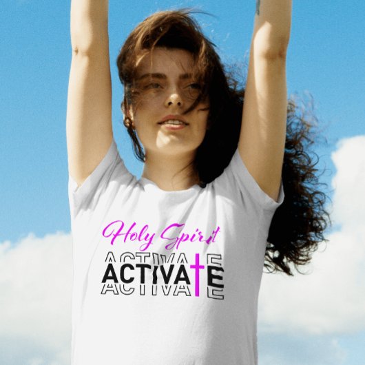 Heilige Geest activeren - Roze Kruis T-shirt