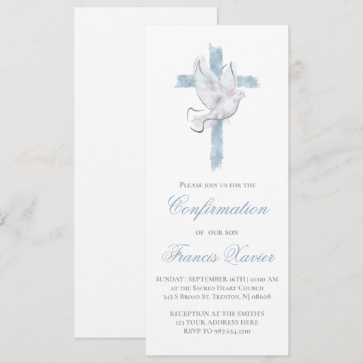 Heilige Geest blauw kruis Bevestiging Kaart (Voorkant / Achterkant)