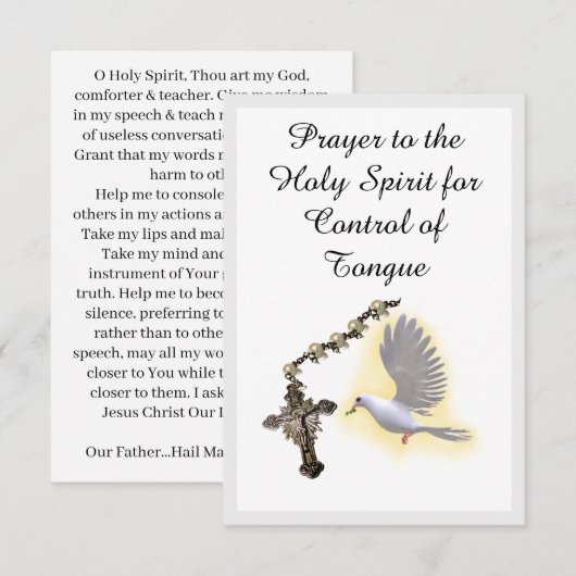 Heilige Geest Controle van spraak Gebed Kaart (Voorkant / Achterkant)