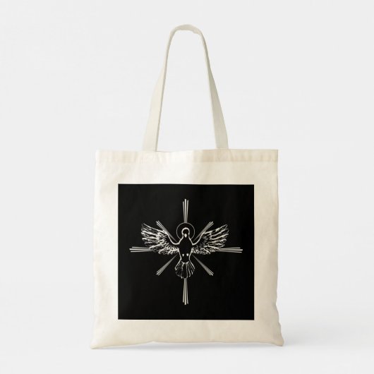 Heilige Geest Dove stelt Jezus Epiphany Raglan Bas Tote Bag (Achterkant)
