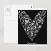 Heilige Geest Draag (Youth Gp) Zwarte, witte tekst Briefkaart (Voorkant / Achterkant)