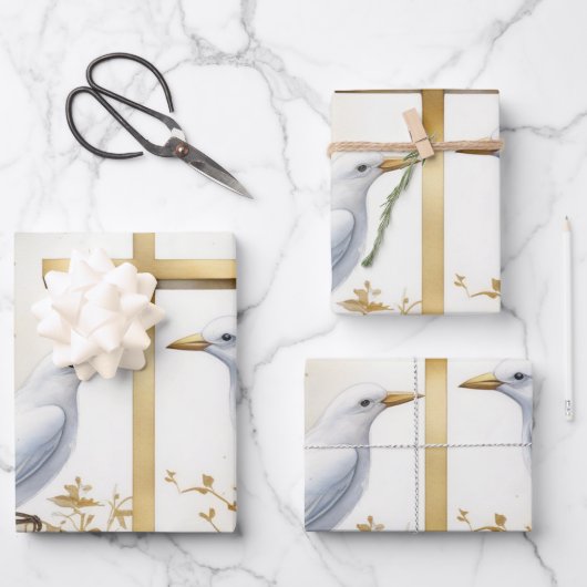 Heilige Geest Duif & Kruis Gift Wrap Inpakpapier Vel (Voorkant)