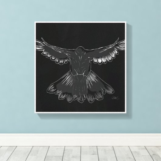 Heilige Geest Duif Ontwerp Comic Style No. 1 Zwart Canvas Afdruk (Insitu (Houten vloer))