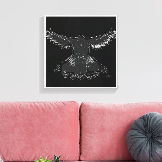 Heilige Geest Duif Ontwerp Comic Style No. 1 Zwart Canvas Afdruk (Insitu (Woonkamer))