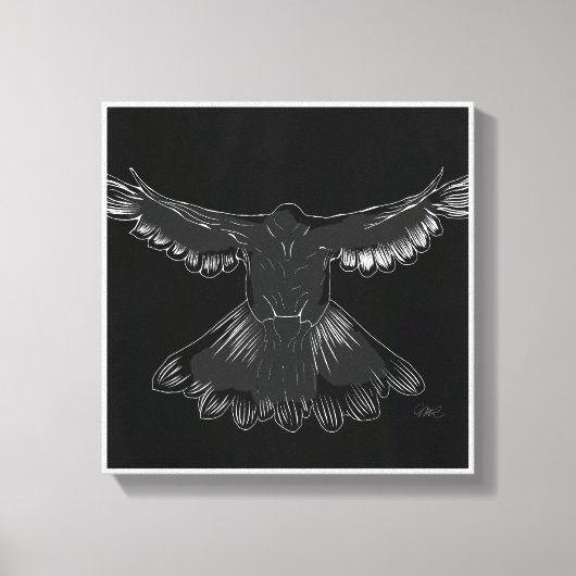 Heilige Geest Duif Ontwerp Comic Style No. 1 Zwart Canvas Afdruk (Voorkant)