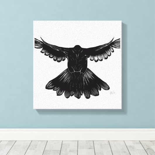 Heilige Geest Duif Ontwerp Comic Style No. 3 Zwart Canvas Afdruk (Insitu (Houten vloer))