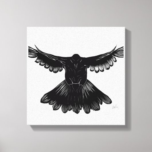 Heilige Geest Duif Ontwerp Comic Style No. 3 Zwart Canvas Afdruk (Voorkant)