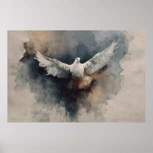 Heilige Geest Duif Pinksteren Aquarel Kunst Poster