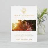 Heilige Geest Duivel Cross Fotobevestiging Gold Folie Uitnodiging (Staand Voorkant)