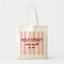 Heilige Geest Gebedsquote Roze Streep Lettering Tote Bag