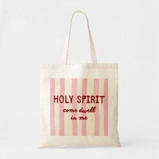 Heilige Geest Gebedsquote Roze Streep Lettering Tote Bag
