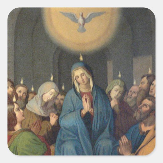 Heilige Geest Gezegende Maagd Maria Bevestiging Vierkante Sticker (Voorkant)
