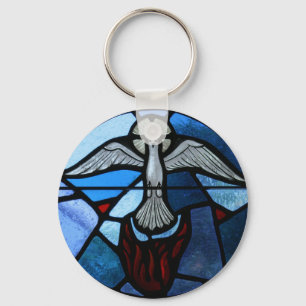 Heilige Geest Glas in lood Art Sleutelhanger