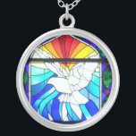 Heilige Geest Glas in lood duif bevestiging Zilver Vergulden Ketting<br><div class="desc">Dit is een prachtig glas-in-lood afbeelding van de Heilige Geest | Heilige Geest in de vorm van een duif. Een mooi cadeau voor iemand die het Sacrament van Bevestiging ontvangt. The Shower of Rozen Shoppe heeft ook coördinerende bevestigingskaarten,  heilige hards en mannen-stropdassen.</div>