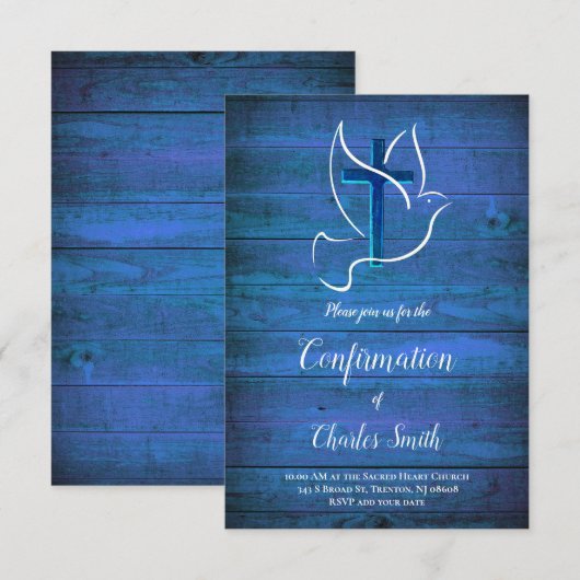 Heilige Geest ontwerp op blauw hout Kaart (Voorkant / Achterkant)