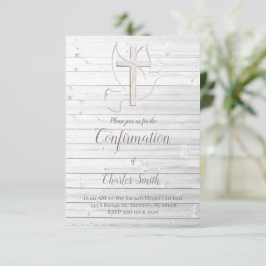 Heilige Geest ontwerp op wit hout Kaart (Staand voorkant)