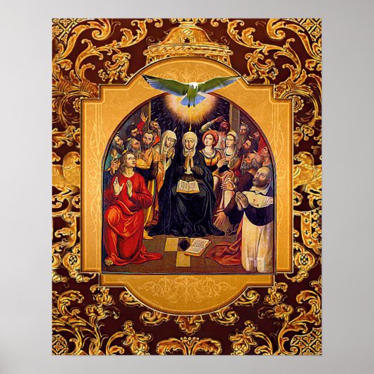 Heilige Geest Pentecost Virgin Mary en de apostele Poster (Voorkant)
