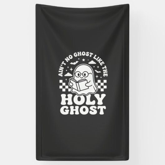Heilige Geest Retro Halloween Geest Design_1 Spandoek (Verticaal)