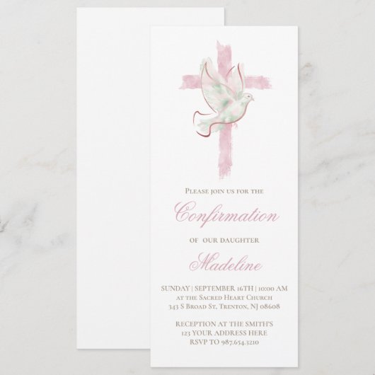 Heilige Geest roze kruis Bevestiging Kaart (Voorkant / Achterkant)