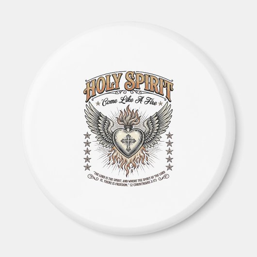 Heilige Geest Vintage Graveerwinged Hart Shirt_1 Magneet (Voorkant)